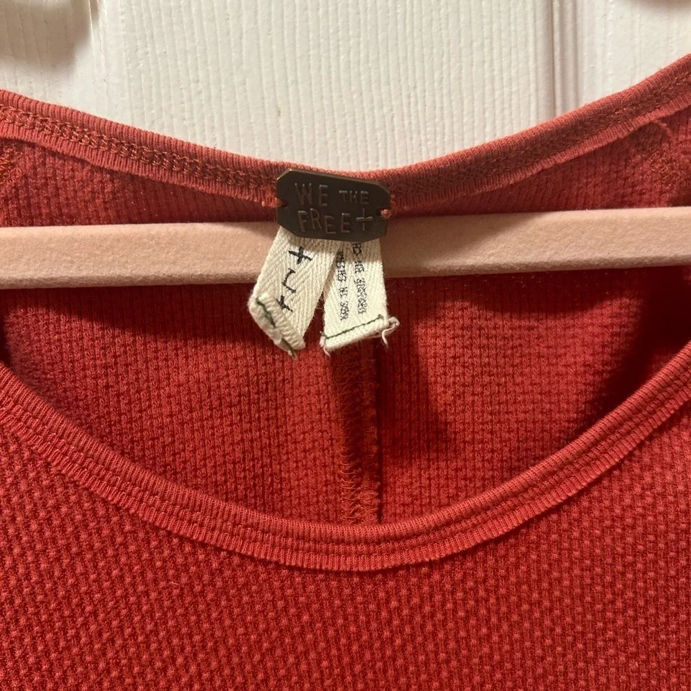 Free People Bandana Cuff Thermal Waffle Knit Layering Long Sleeve Top